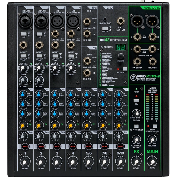 Mackie ProFX10v3 - Consola Analógica Profesional de 10 Canales con USB y Efectos