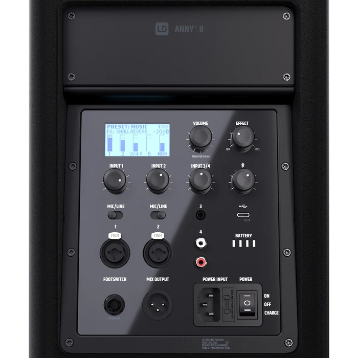 LD Systems ANNY 8 Stage Black Altavoz Portátil Activo a Batería Bluetooth 5.0 con Mezclador de 5 Canales - Imagen 10