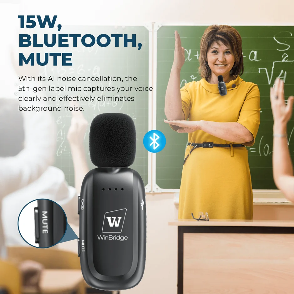Amplificador de Voz WinBridge - WB005 15W - Inalámbrico con Micrófono de Solapa Bluetooth - Imagen 2