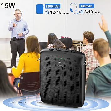 Amplificador de Voz WinBridge - WB002 15W - con Micrófono Inalámbrico de Diadema y Bluetooth - Imagen 4